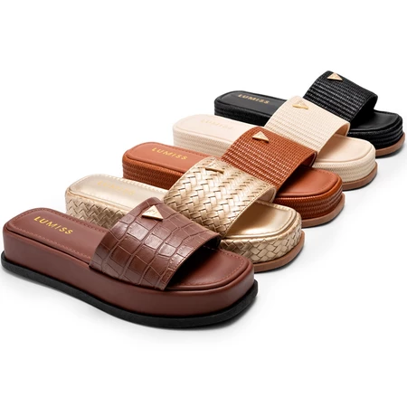 Tamanco Feminino Lumiss Sandália Flatform Chinelo Confortável Juta - Image 3