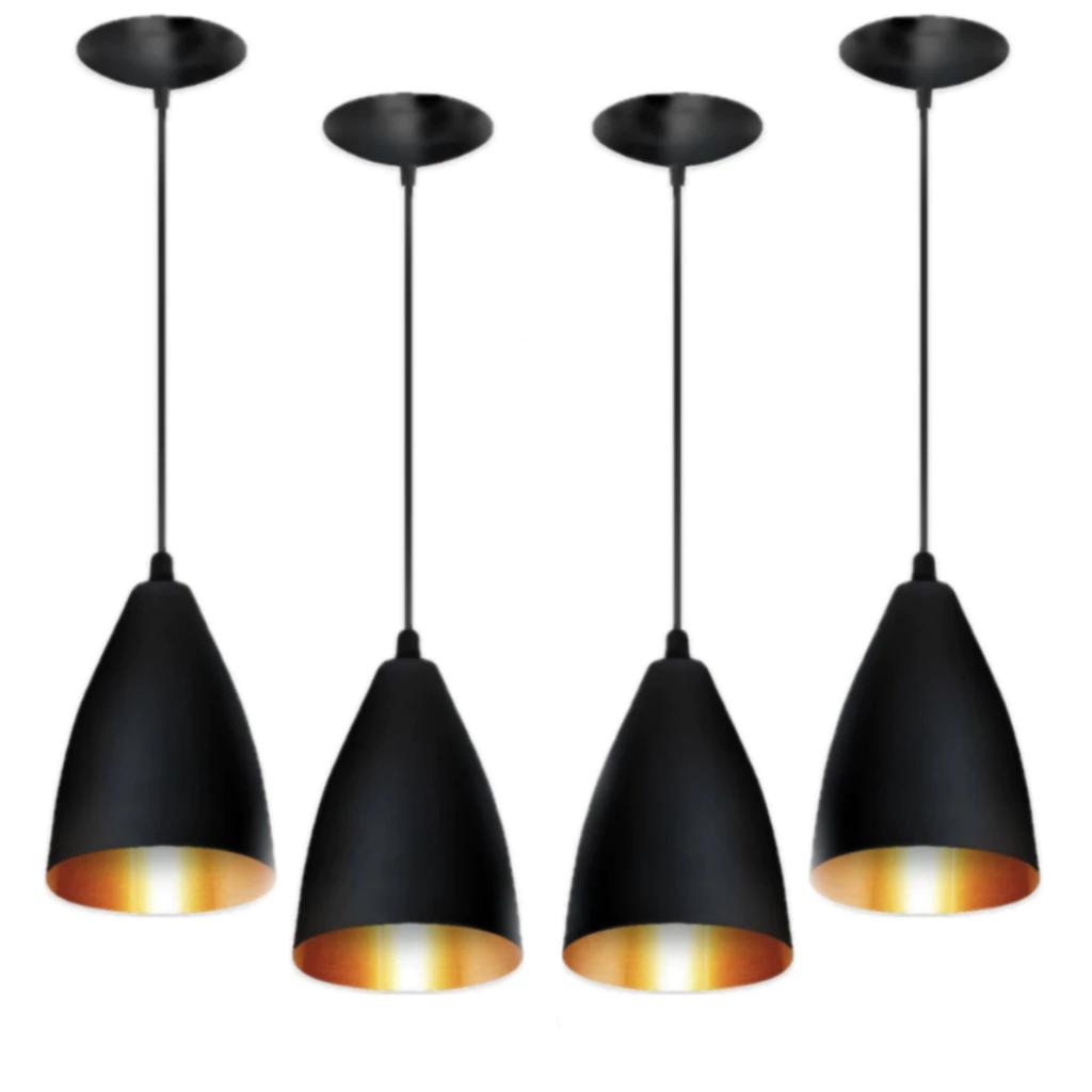 Kit 4 Luminarias Lustre Pendentes Sala Quarto Jantar Moderna