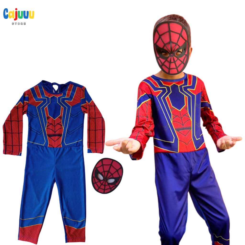 Fantasia Infantil Manga Longa Macacão Homem Aranha de Ferro Peter Parker Infantil