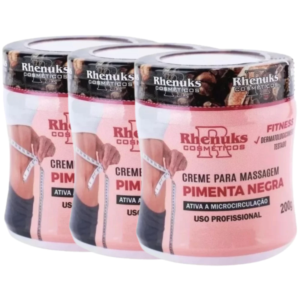 Kit 3 Gel Redutor De Medidas Pimenta Negra 200g - Combate Estrias e Celulite