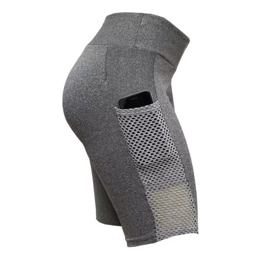 Bermuda Com Bolso de Tela Roupa De Malhar Feminina Fitness Ginástica