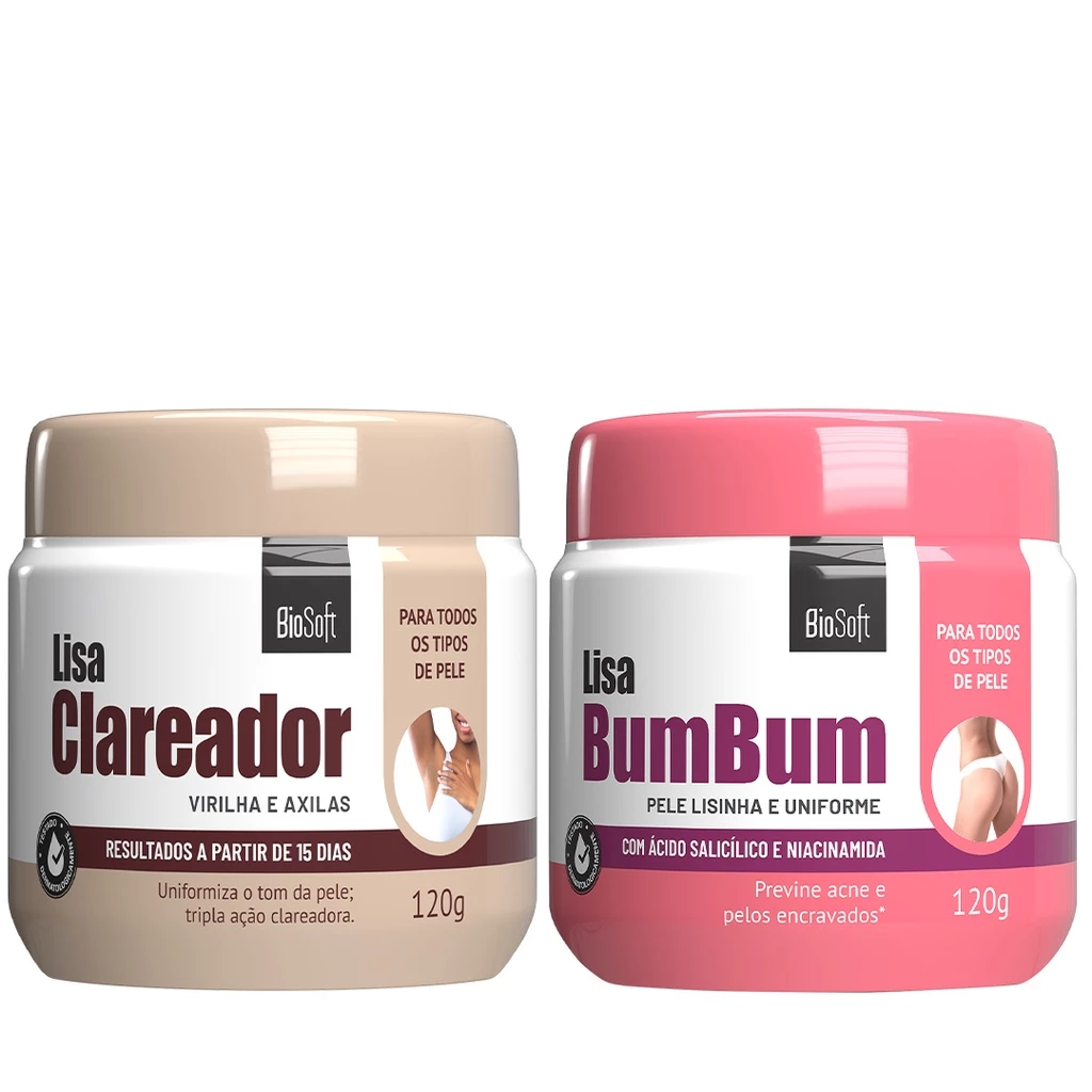 Kit Bumbum Lisinho + Creme Clareador de Virilha e Axila Bio Soft
