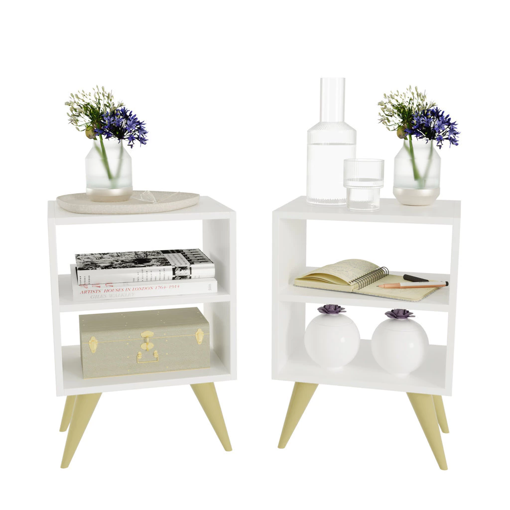 Kit 2 Mesa de Cabeceira Nicho Quarto Casal Decoração Retro Palma - Image 2