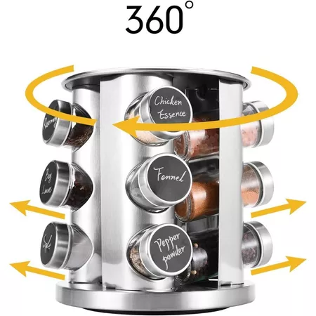 Porta Tempero Giratório Inox 12 Potes Com Suporte Giratorio Pote De Especiarias Giratório - Image 5