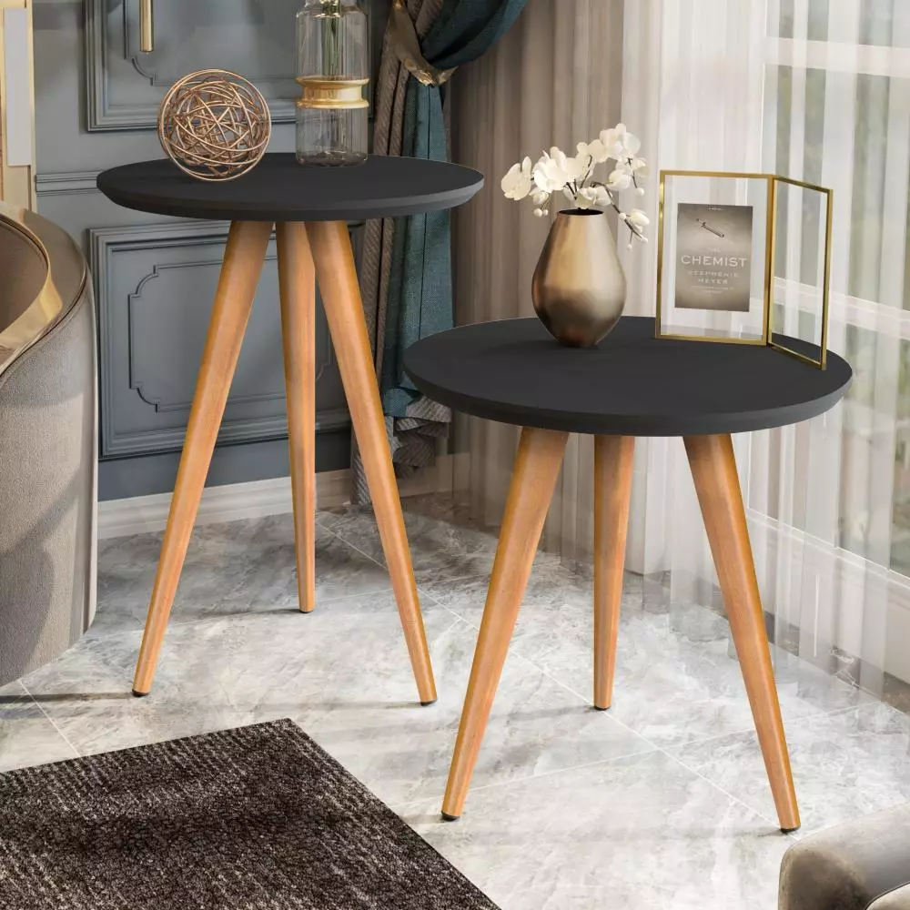 Jogo de Mesinhas Lateral Retro Sala Pé Palito Porta Objetos Decoração - Image 3