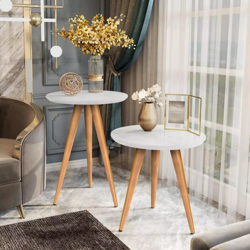 Jogo de Mesinhas Lateral Retro Sala Pé Palito Porta Objetos Decoração - Image 4