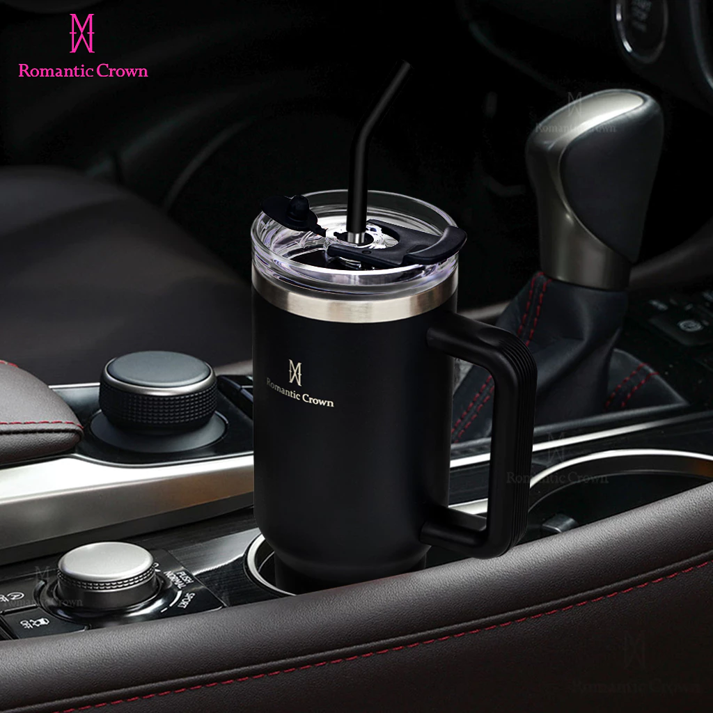 ROMANTIC CROWN Copo Térmico Inox Portátil 1200ml/1.2L Garrafa Térmica Inoxidável com Tampa e Canudo - Image 4