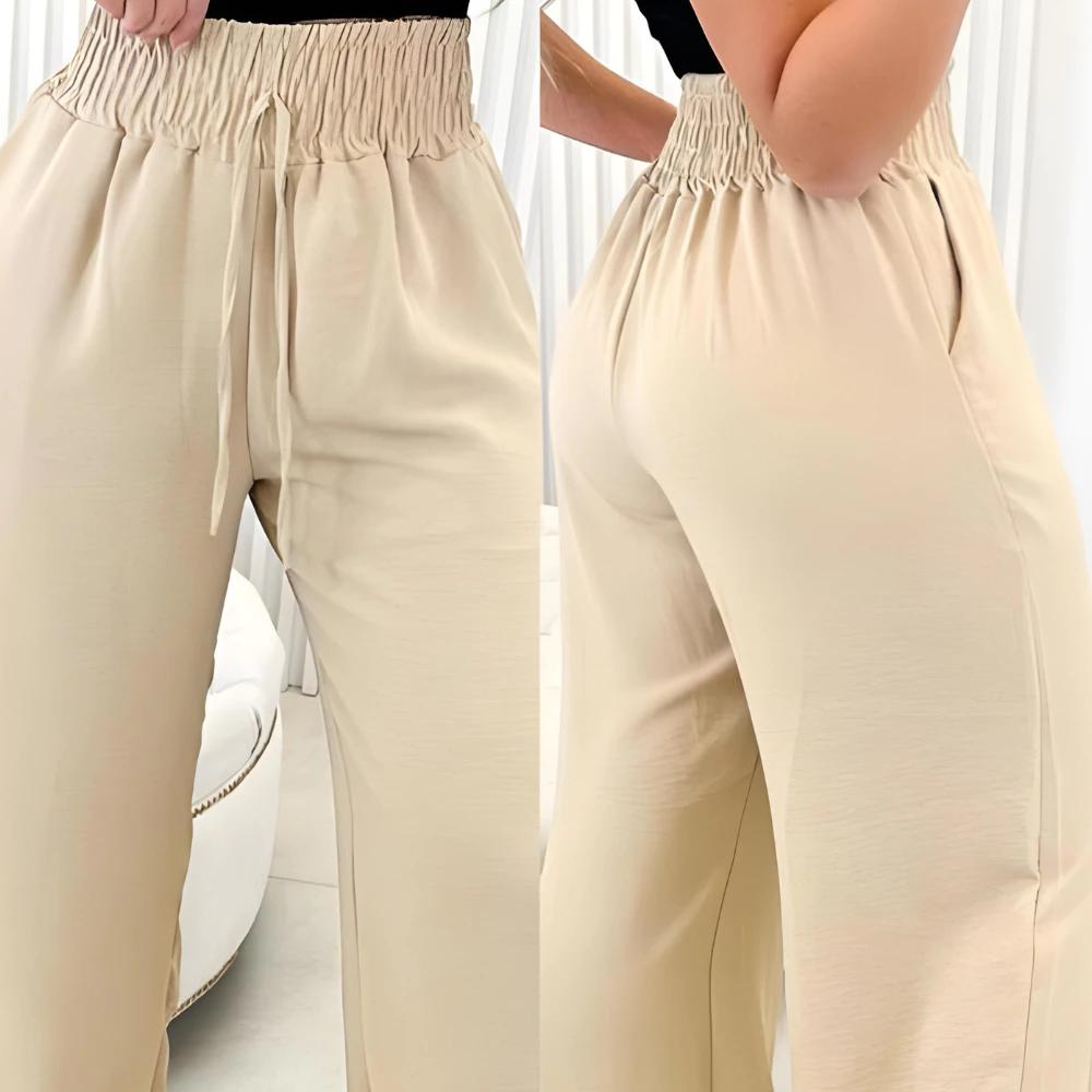 Calça Pantalona Feminina com Bolso Tecido Duna - Image 3