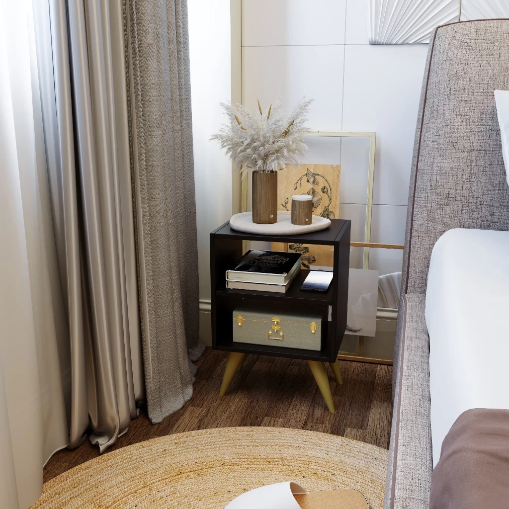 Kit 2 Mesa de Cabeceira Nicho Quarto Casal Decoração Retro Palma - Image 5