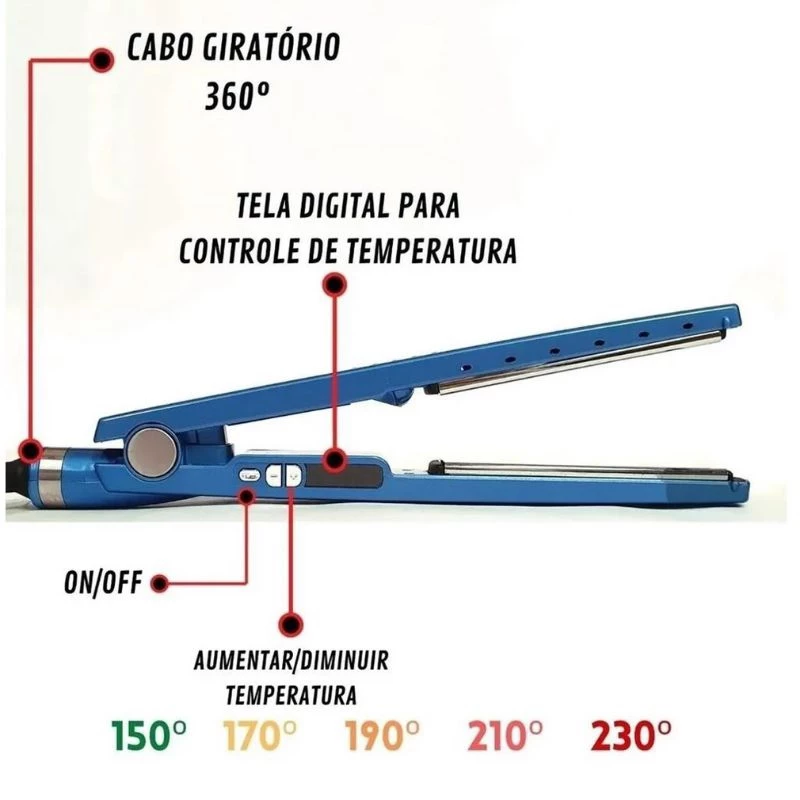 Chapinha Prancha Nano titanium 450°F Progressiva Profissional Display Digital Bivolt 110-220V - Image 5