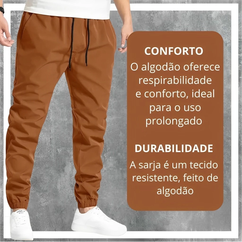 Calça Jogger Masculina Sarja ou jeans 4 bolsos com punho elástico streetwear varias cor - Image 5