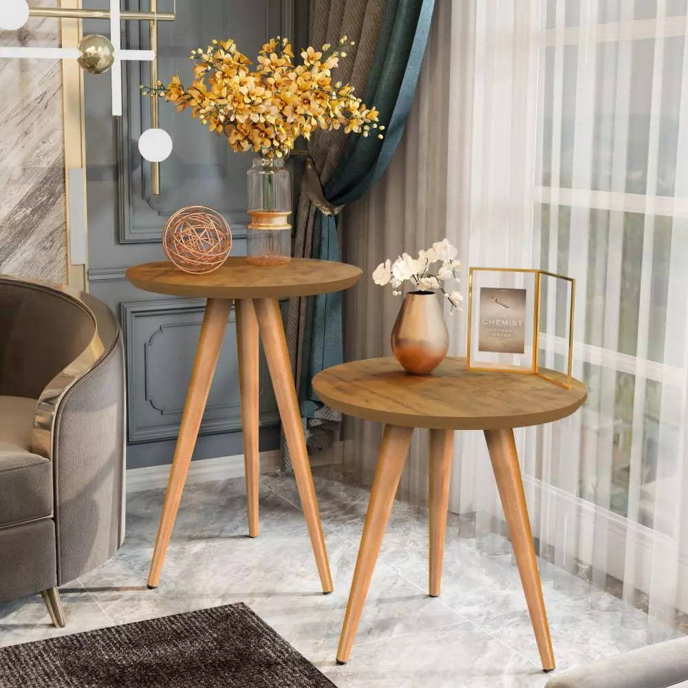 Jogo de Mesinhas Lateral Retro Sala Pé Palito Porta Objetos Decoração - Image 5