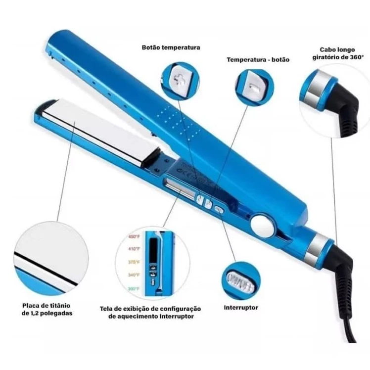 Chapinha Prancha Nano titanium 450°F Progressiva Profissional Display Digital Bivolt 110-220V - Image 6