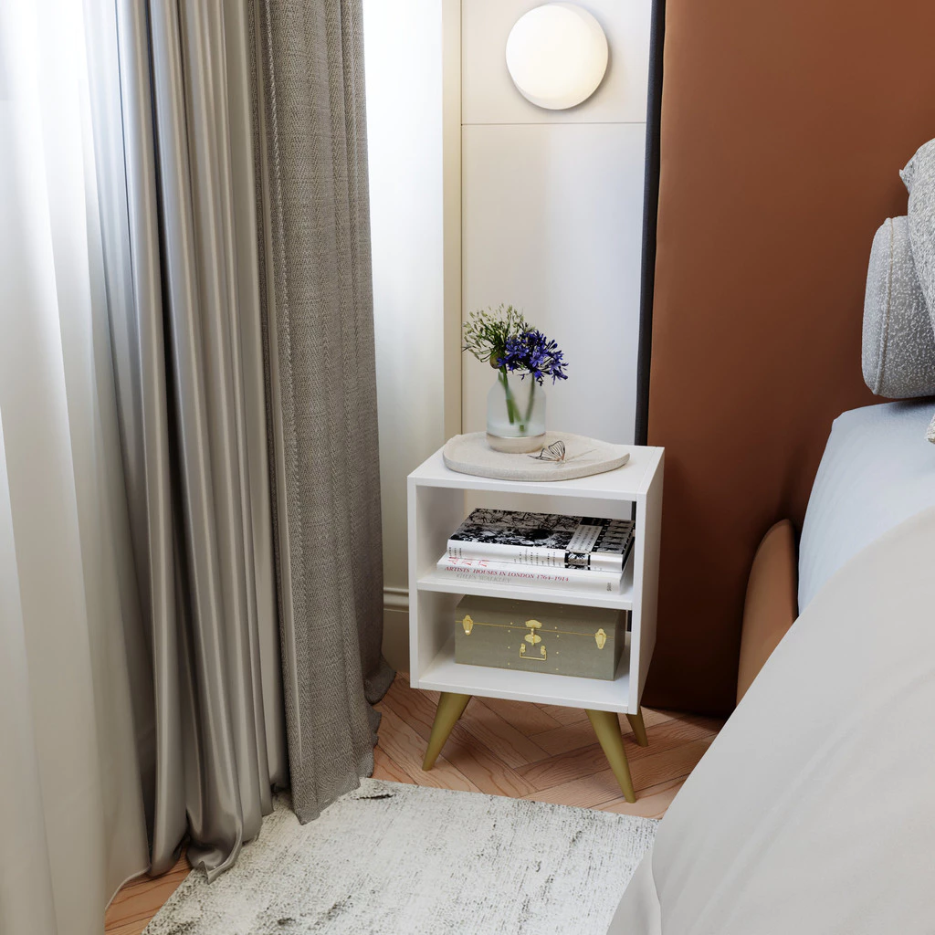 Kit 2 Mesa de Cabeceira Nicho Quarto Casal Decoração Retro Palma - Image 6