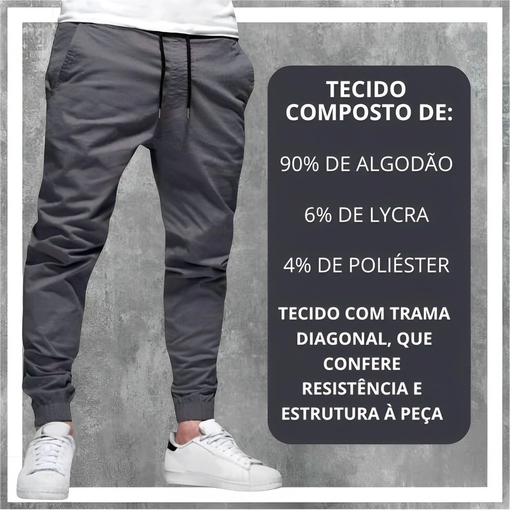 Calça Jogger Masculina Sarja ou jeans 4 bolsos com punho elástico streetwear varias cor - Image 6
