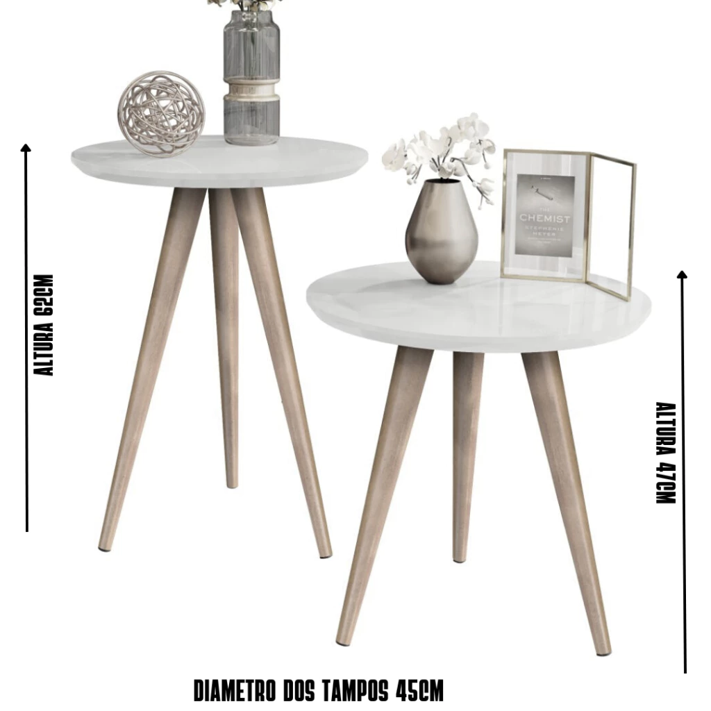 Jogo de Mesinhas Lateral Retro Sala Pé Palito Porta Objetos Decoração - Image 7