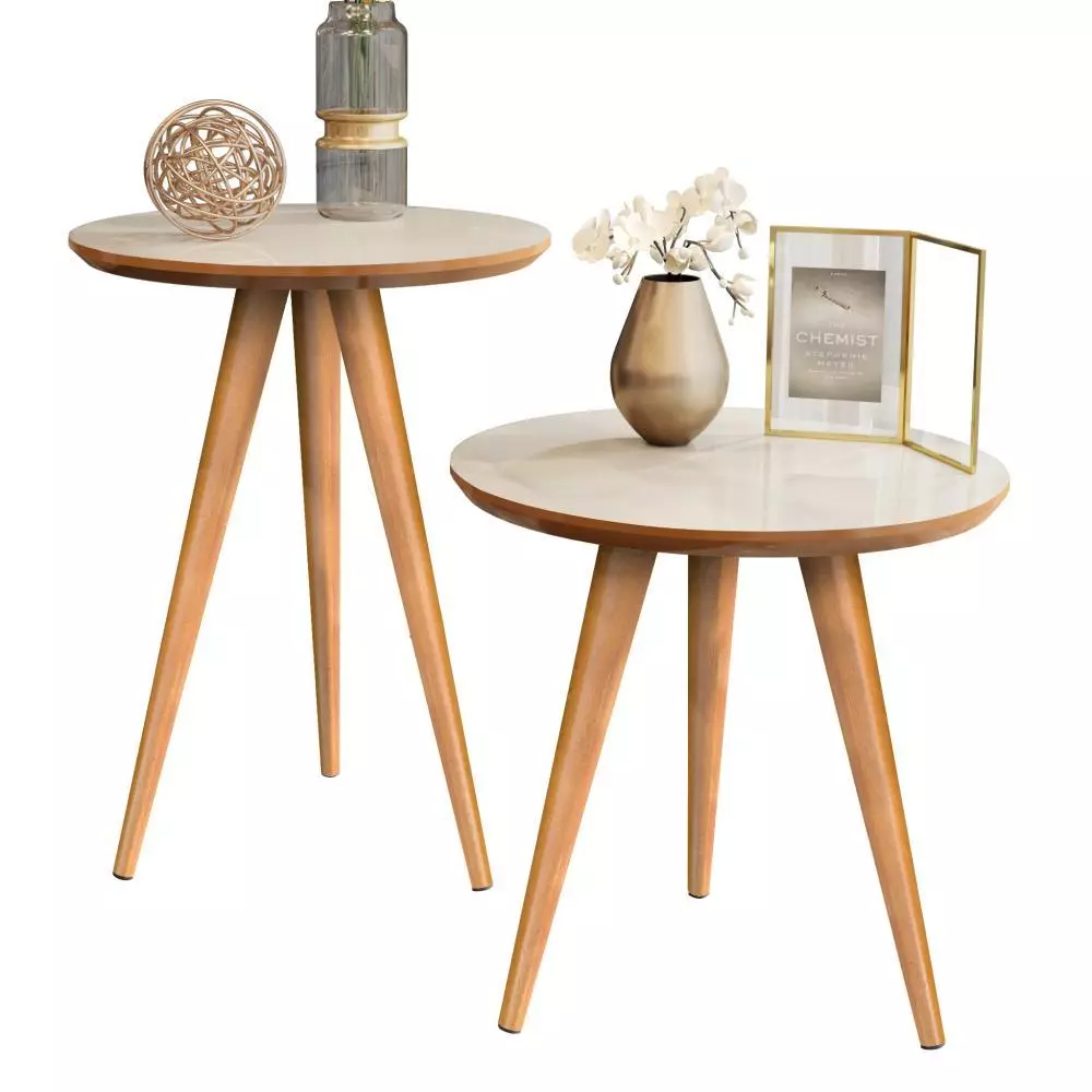 Jogo de Mesinhas Lateral Retro Sala Pé Palito Porta Objetos Decoração - Image 8