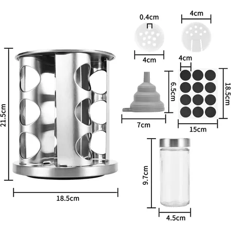 Porta Tempero Giratório Inox 12 Potes Com Suporte Giratorio Pote De Especiarias Giratório - Image 2